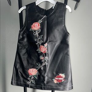 Harley-Davidson Black Dress with Red Floral Design